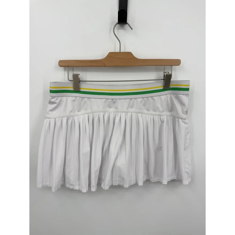 Adidas Stella McCartney Barricade Tennis Skirt Womens L 40L White Ruffle Green